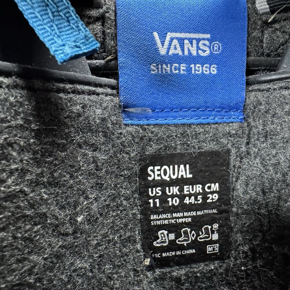 Vans Sequal Men’s Snowboard Boots US 11 Black Gray Lace-Up All Mountain - Picture 16 of 16